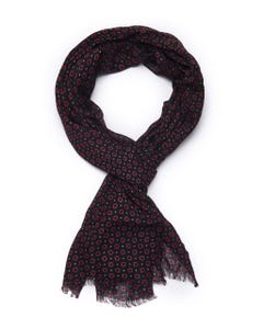 Burgundy and black printed viscose scarf_0