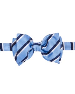 Blue and light blue knotted bow tie with regimental weave, 100% silk_0