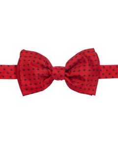 Red knotted bow tie with micro-pattern, 100% silk_0
