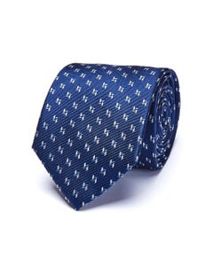Pattern 100% silk tie dark blue_0