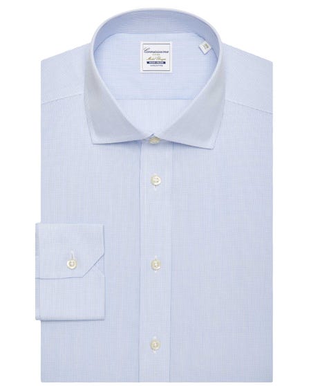 Bruges non-iron blue checked fitted shirt bruges francese_0