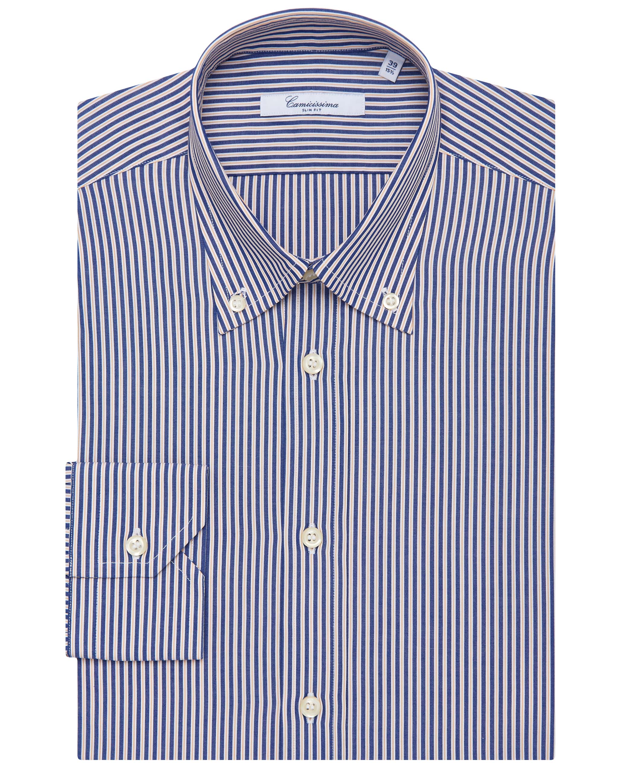 Blue and white striped fancy poplin shirt button down