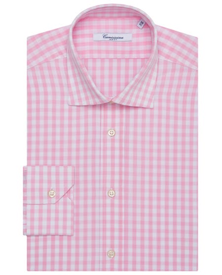 Fancy pink checkered shirt francese_0