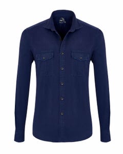 Camicia trendy patch blu scuro. francese_0