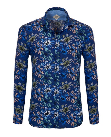Camicia luxury vintage blu con fantasia floreale 168fh- francese_0