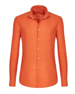 Trendy orange leno shirt, extra-slim with a shaped fit button down_0