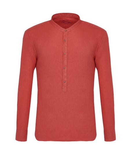 Camicia trendy rossa in lino serafino_0