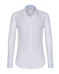 Trendy dyed white linen shirt with a slim-comfort fit button down_0