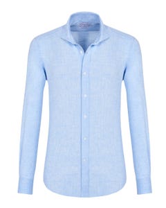 Trendy linen shirt with a slim-comfort fit button down_0