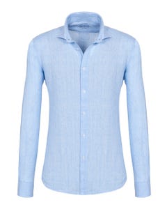 Trendy linen shirt with a chequered pattern and a slim-comfort fit button down_0