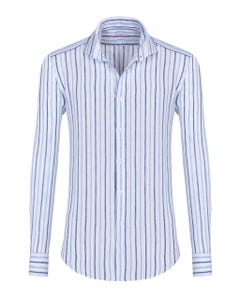 Trendy linen striped shirt with a slim-comfort fit button down_0