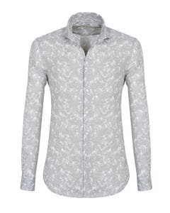 Trendy linen shirt with a micro pattern and an extra-slim shaped fit button down_0
