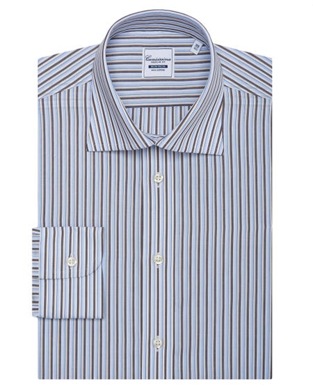 Fancy non iron light blue and gray striped shirt francese_0