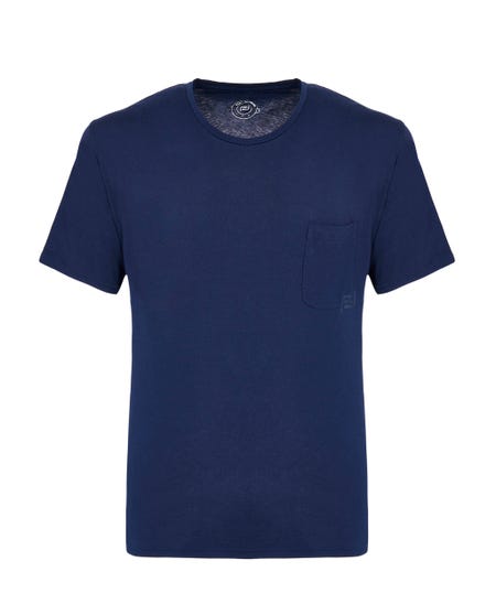 T-shirt basica blu con taschino_0